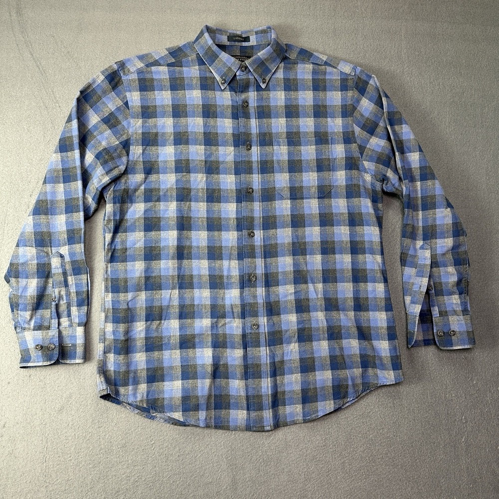 Pendleton Shirt Mens Large Blue Gray Plaid Flannel Button Down Landry Casual